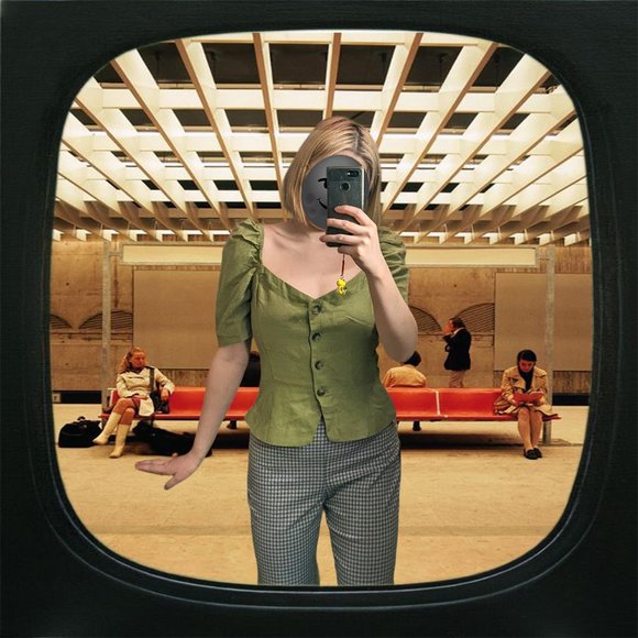 NWT Aritzia Wilfred Janine Linen Prairie Moss Green Blouse - Picture 3 of 3